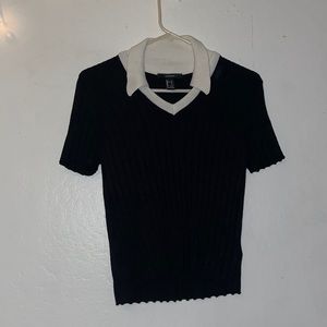 black and white collared top from forever 21. size large